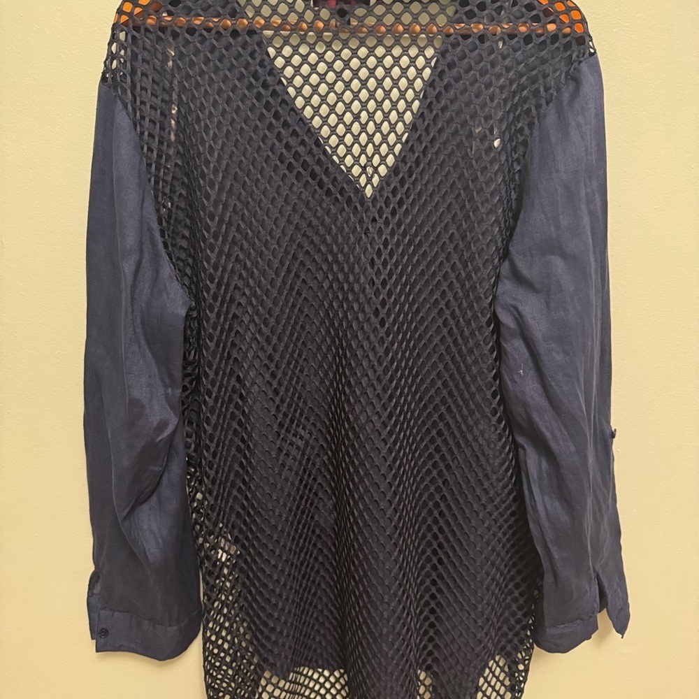 For Cynthia Navy Mesh Beachwear Top - Picture 6 of 6